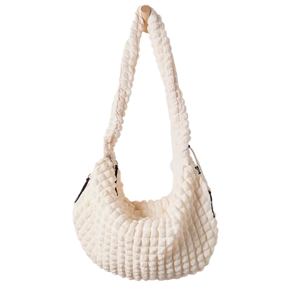 Free People Cream Quilted Shoulder Bag